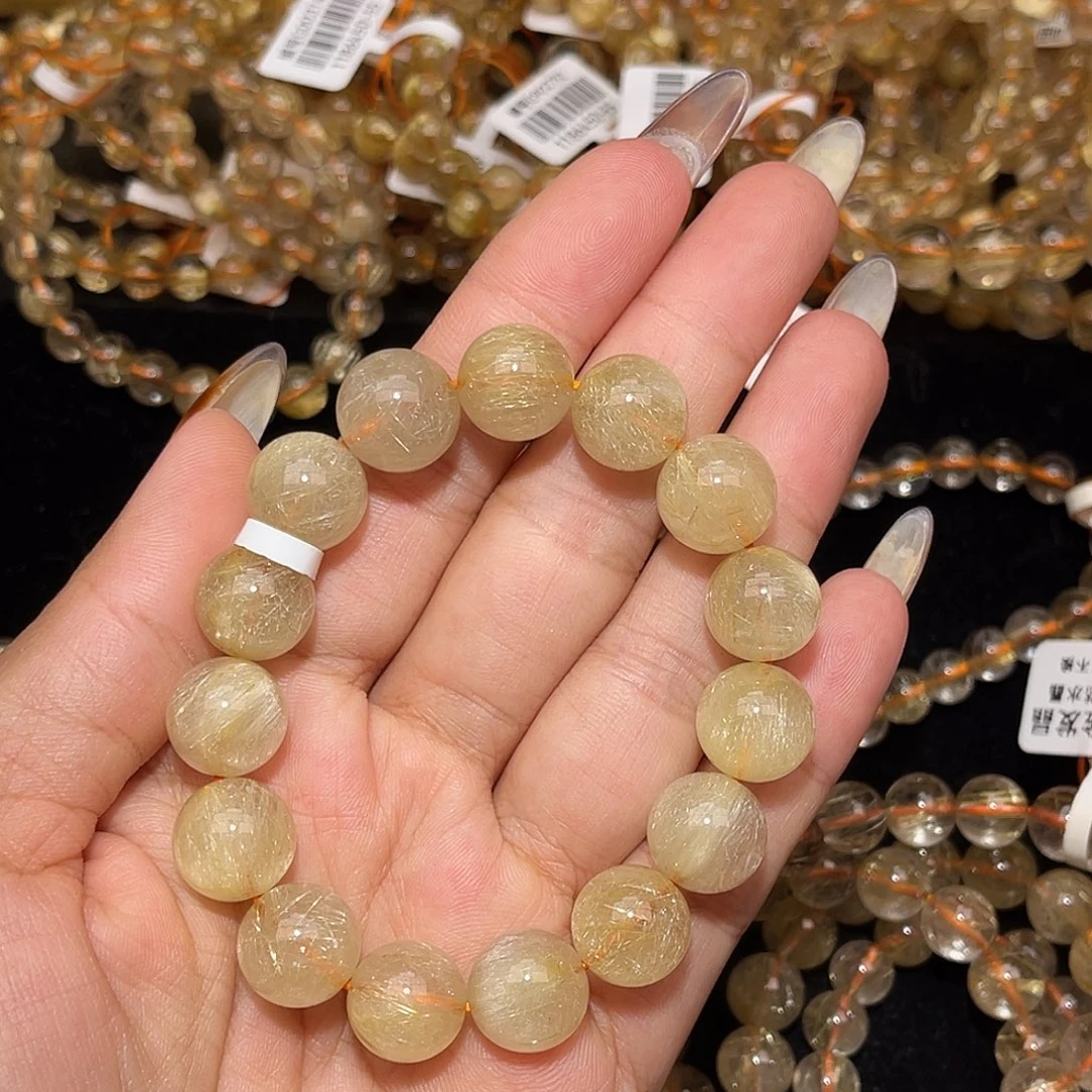 添****手串发晶未镶嵌金发晶12mm