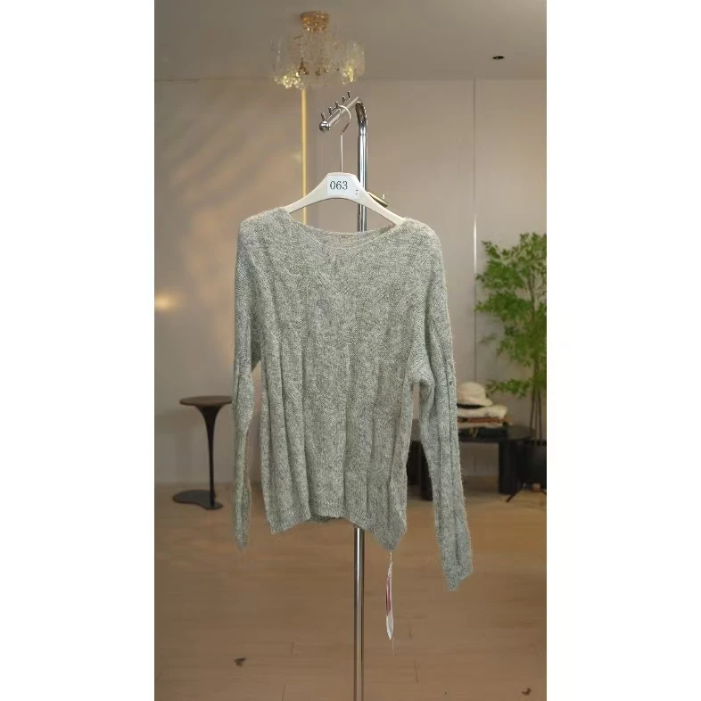 条纹撞色翻领拉链毛衣外套女秋冬季羊毛针织复古休闲圆领上衣T259