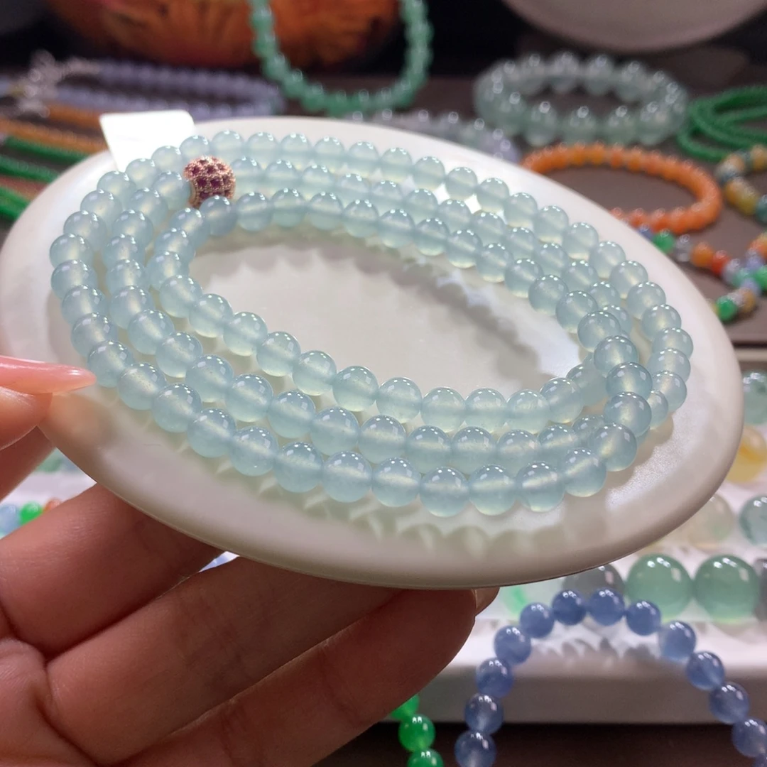 翡翠未镶嵌手链冰川蓝项链卡6
