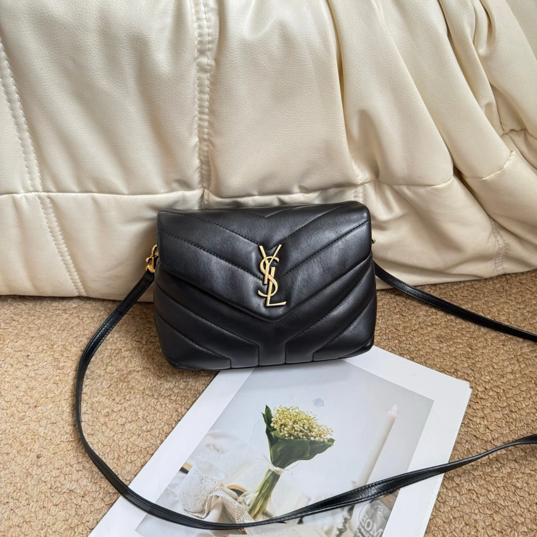95新 YSL/圣罗兰 黑金 loulou 方胖子 mini/617136432