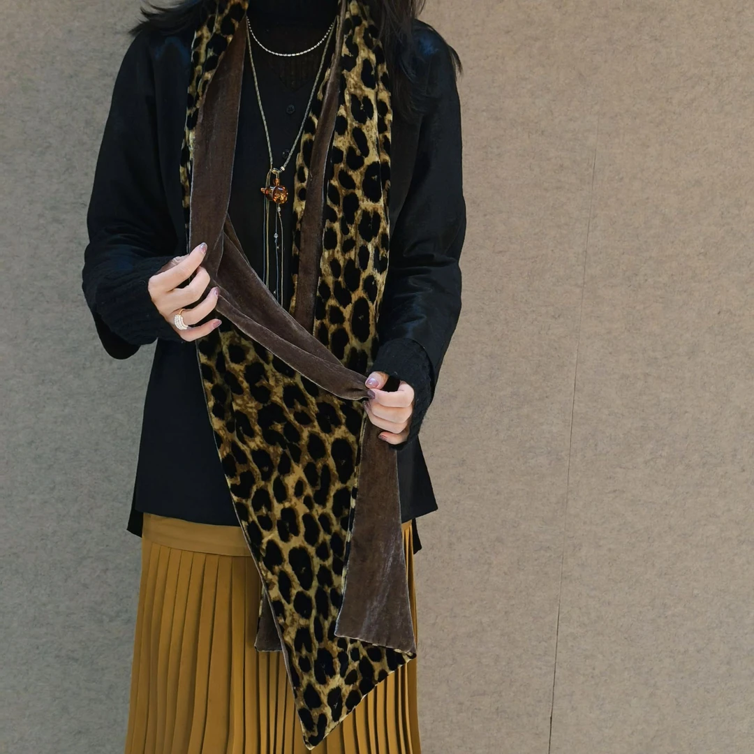 【豹富围巾190*30cm】Daily Soul-真丝丝绒双面围巾