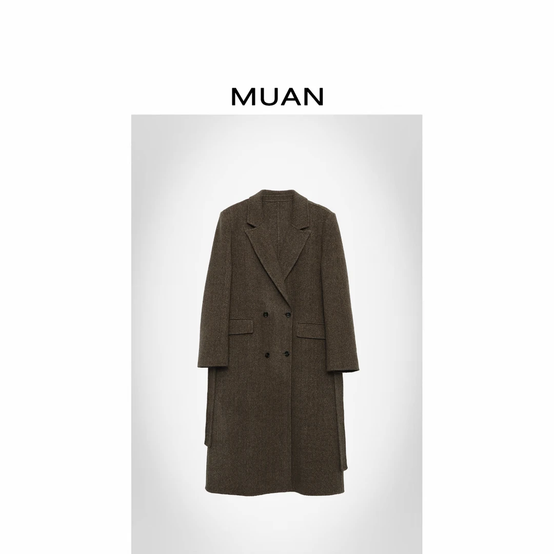 木岸MUAN：《希尔顿大衣》定制800克100羊毛大衣女D-LF-3542-咖色