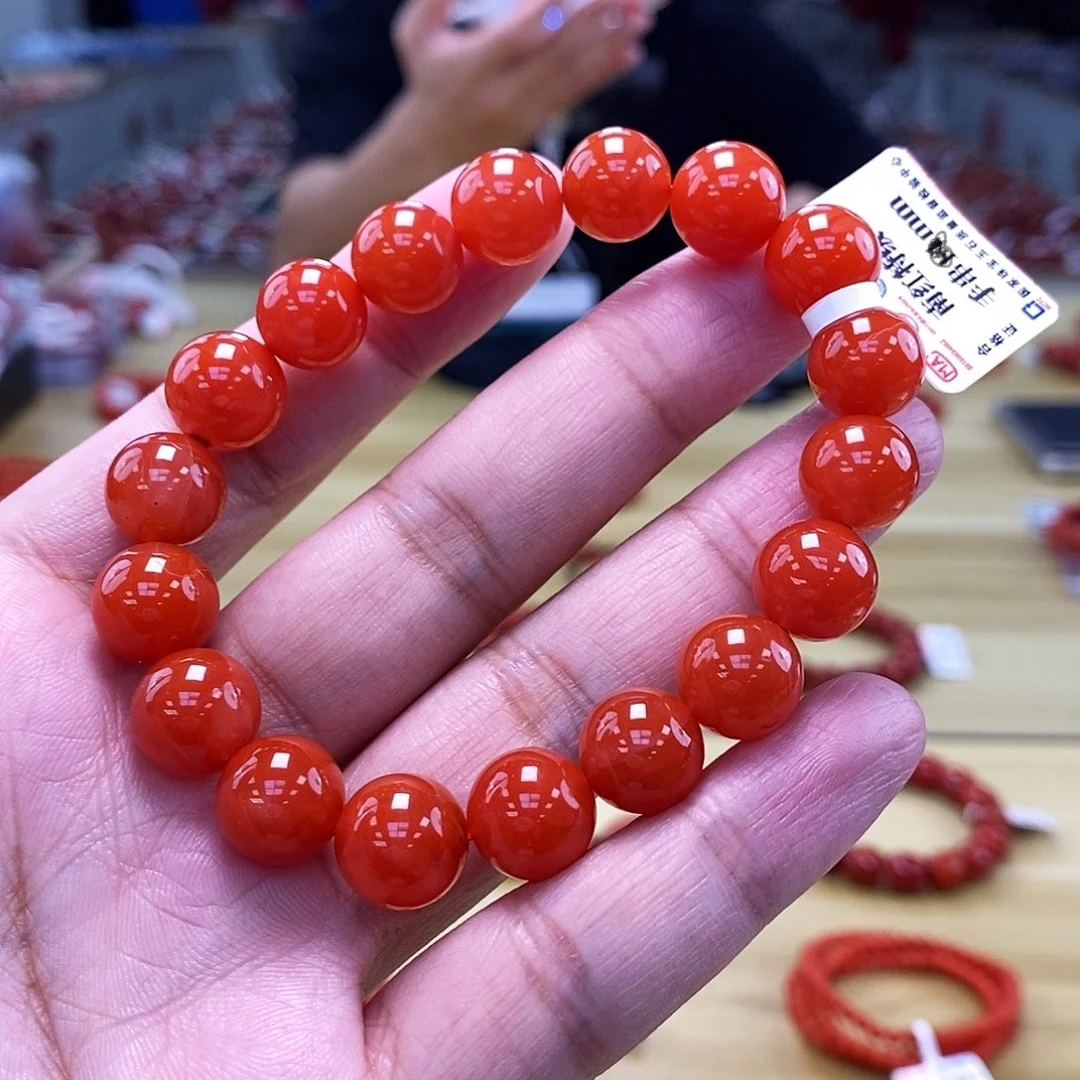 【小刘南红】中秋特惠保山南红滴水洞活动款圆珠单圈10mm 多样性发1