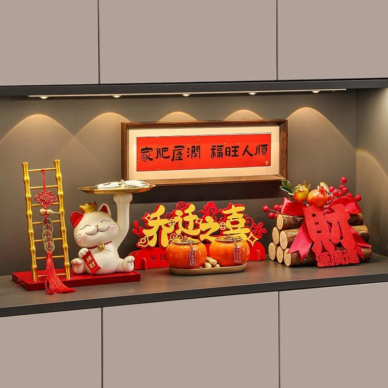 招财猫玄关钥匙收纳摆件乔迁之喜梯子新居客厅布置装饰品搬家礼品