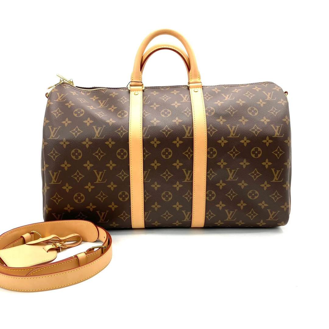 99新 LouisVuitton/路易威登 棕老花keepall45旅行袋 尺寸45/27