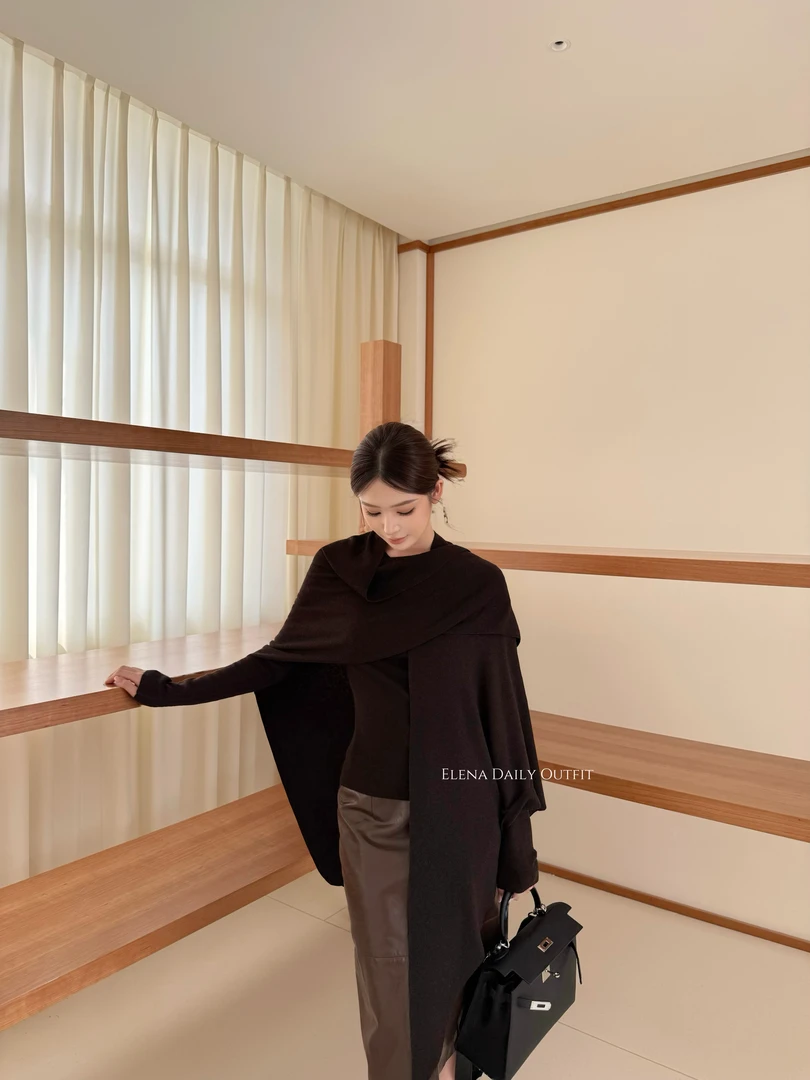 Elenastudio「多萝西Dorothy」羊毛混纺两件套长袖针织衫披肩60190