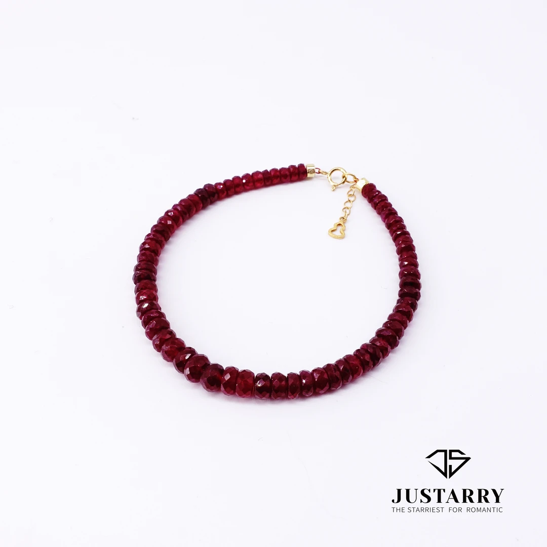 JUSTARRY【皆如愿】18k金天然红宝石切角手链（有烧，定位扣非18k金）