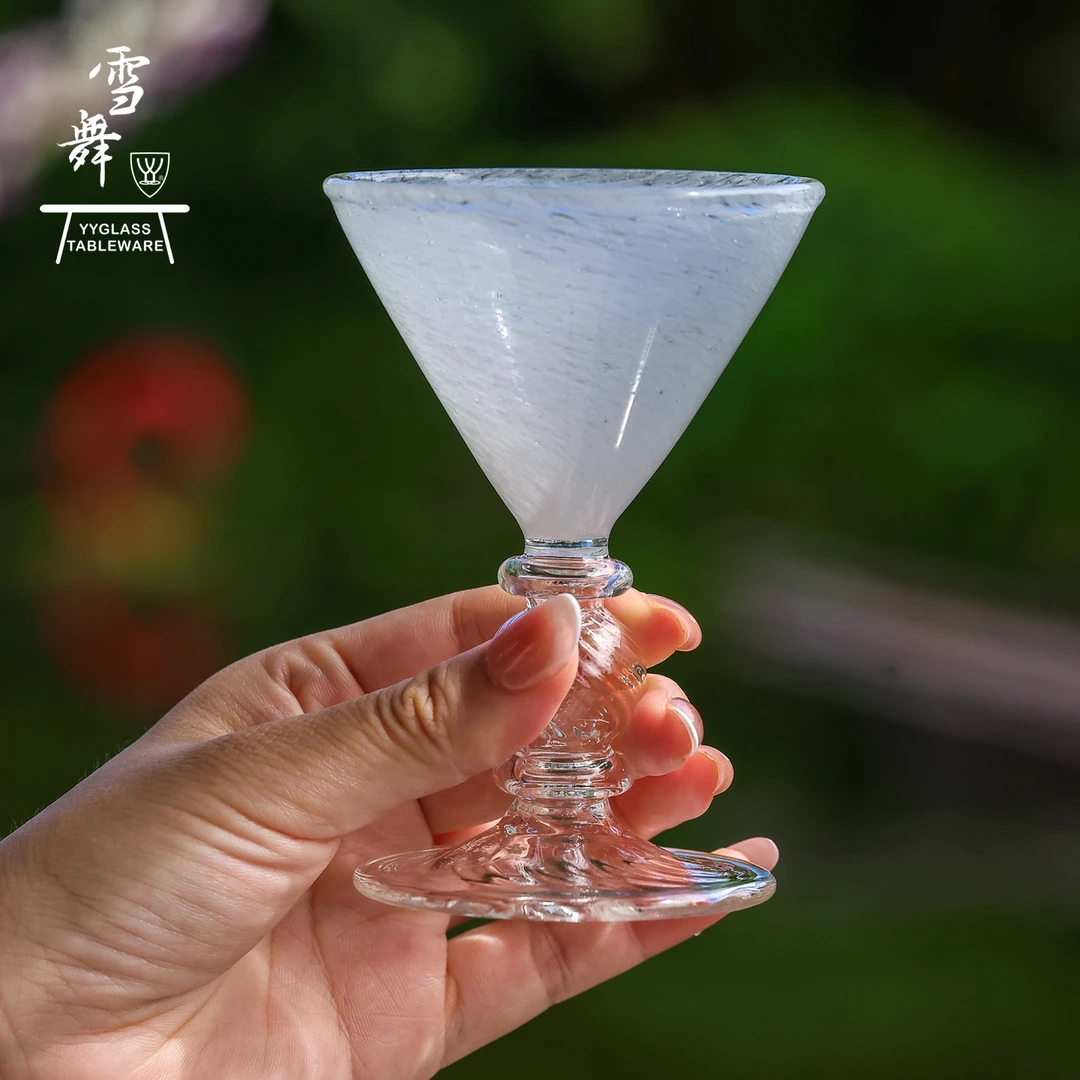 yyglass.雪舞冰织系列高硼硅耐高温玻璃茶具手工雾绽主人杯斗笠杯