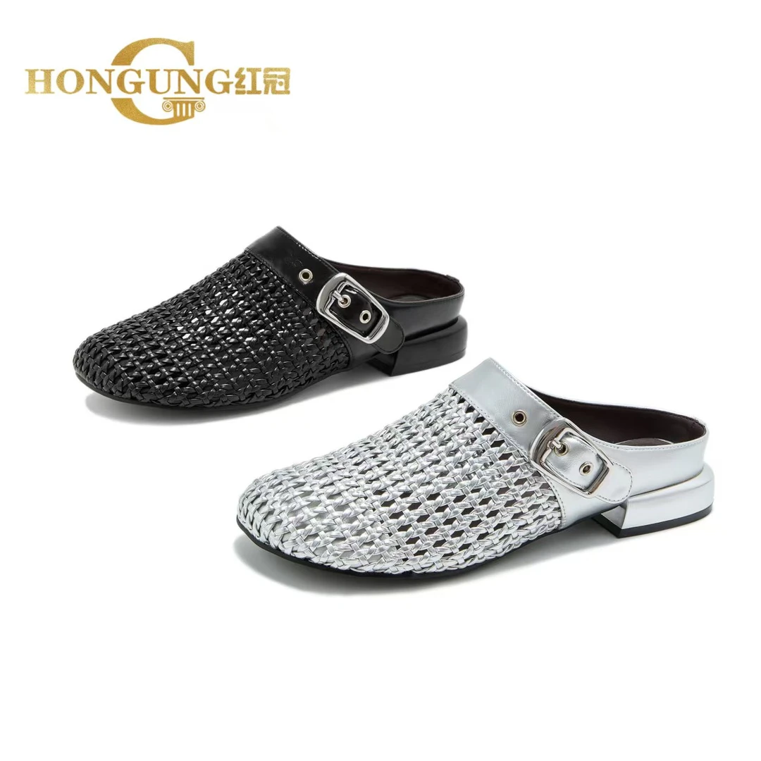 红冠～编织百搭舒适韩版半托56300鞋拖钩编鞋个性时尚女鞋