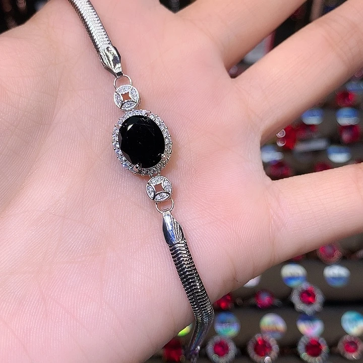 蓝宝石手链银S925镶嵌1