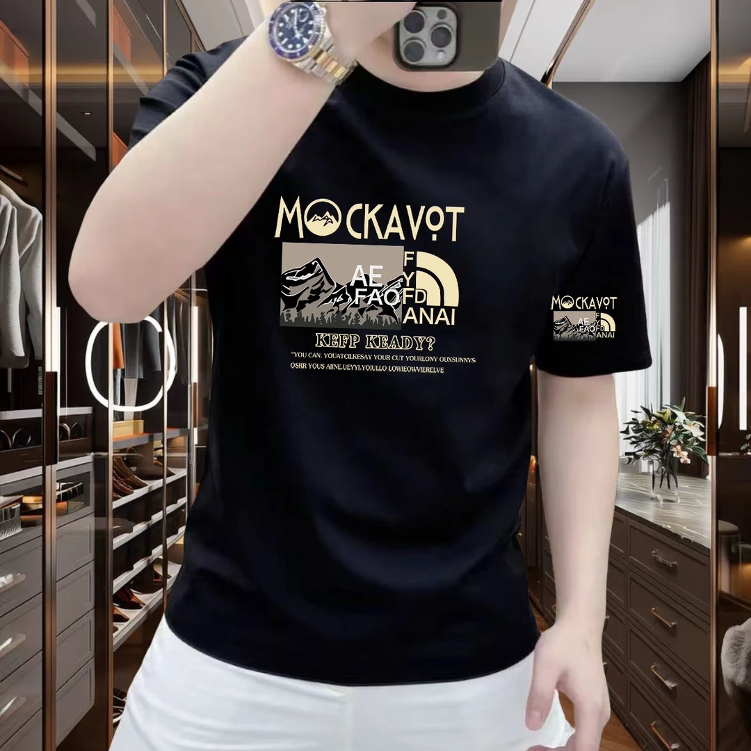 2025新款时尚潮流运动男士百搭修身圆领弹力休闲短袖T恤上衣