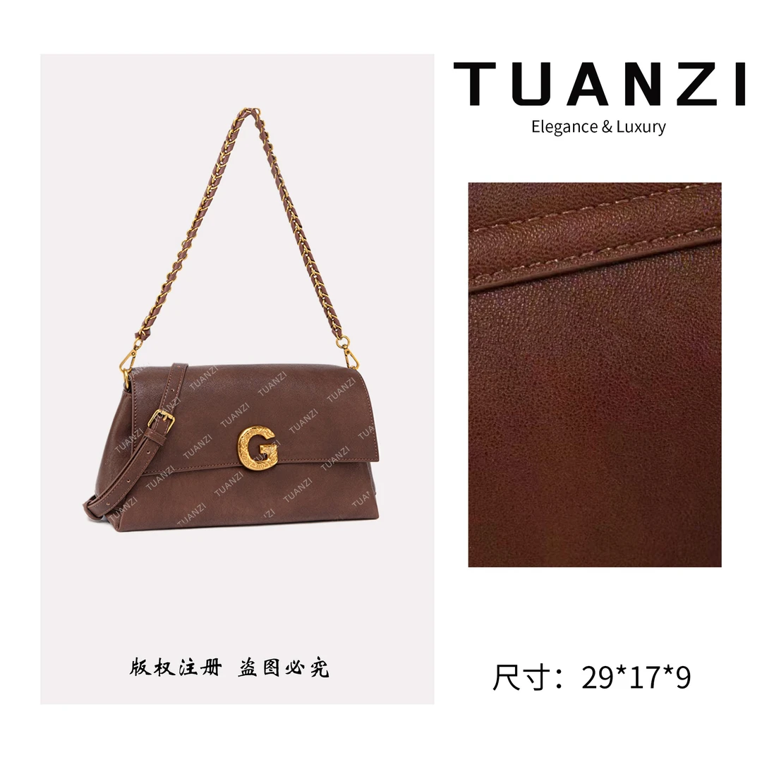 TUANZI『高端玩家』古老师秋冬新款手提腋下包 QYX-81630-可可棕