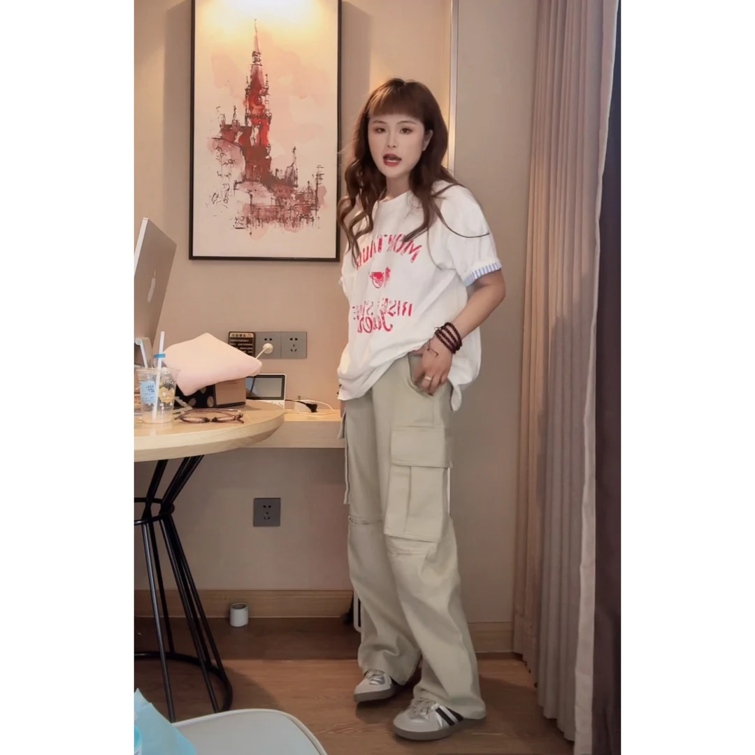 韩代拼袖 条纹袖口超韩设计感T恤ZB190短袖