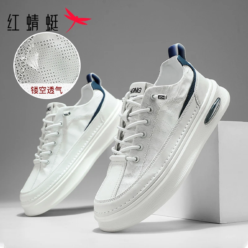 红蜻蜓2025新款夏季透气男士鞋子运动休闲小白鞋男款一脚蹬板鞋