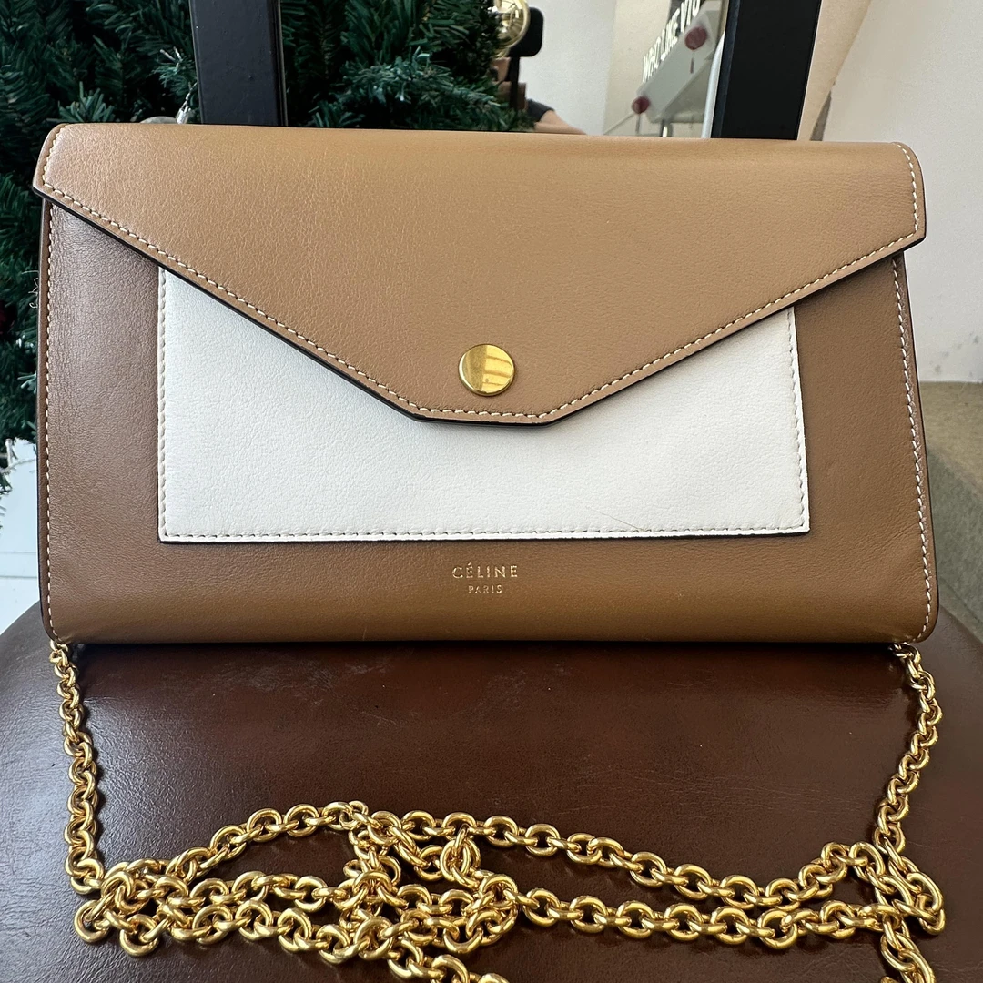 99新 Celine/思琳 赛琳信封链条斜挎单肩包d2398