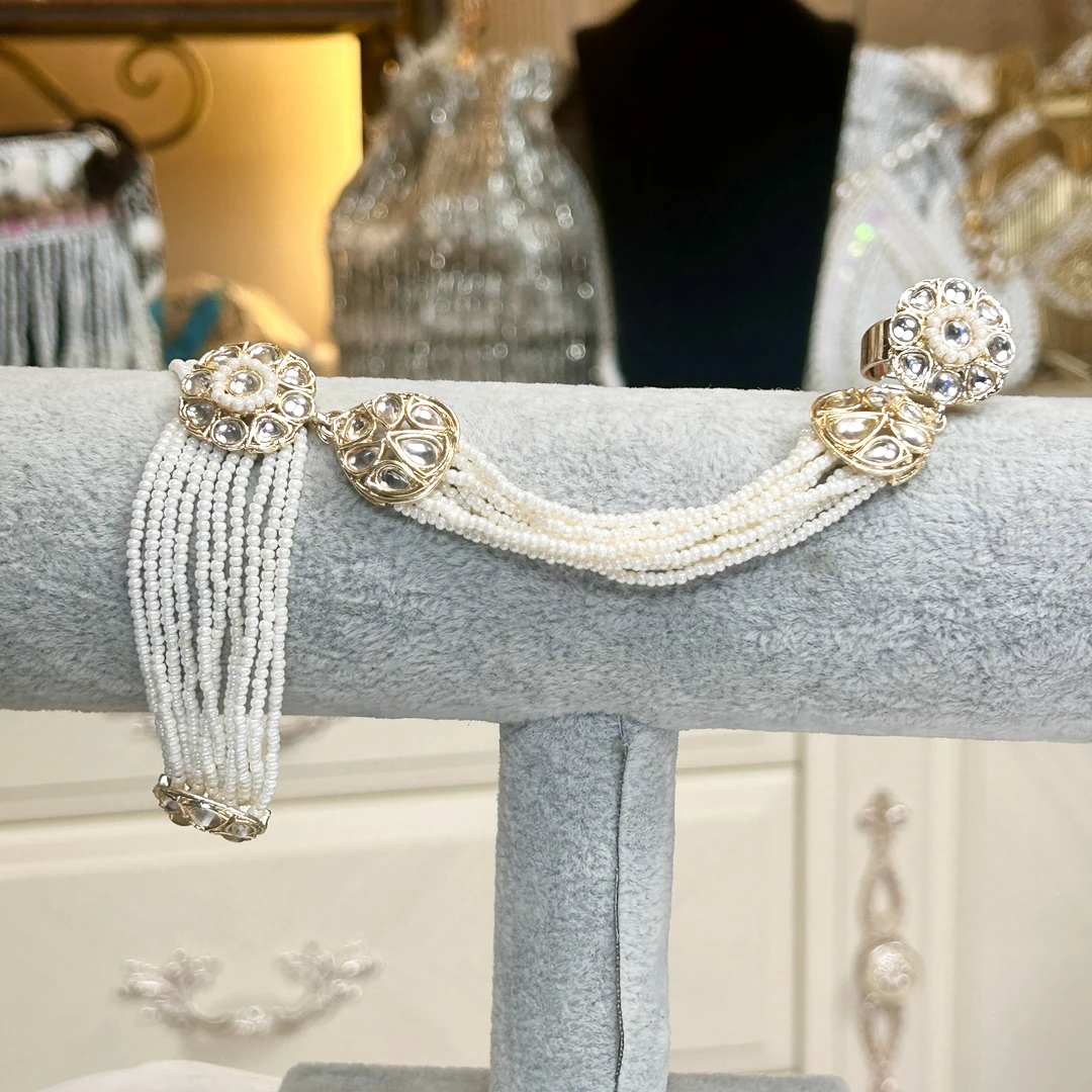 铜合金玻璃戒指 【02784】印度印巴戒指链手工气质轻奢百搭复古小众