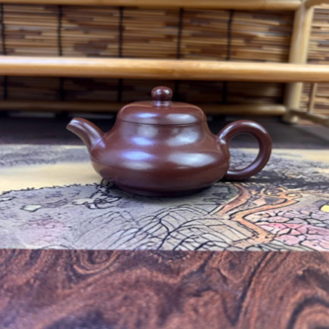 潮州手拉壶紫泥黑金刚玉乳壶小容量全手工茶壶工夫茶具约120cc