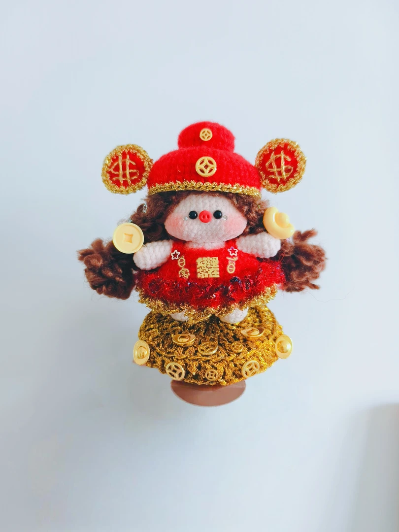 财神小猪妹，微钩磁吸款姐姐栗毛线店编织手工车载柔软时尚可爱