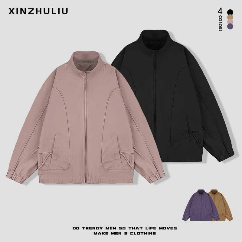 【春季纯色休闲立领夹克外套】潮流时尚立领外套25611