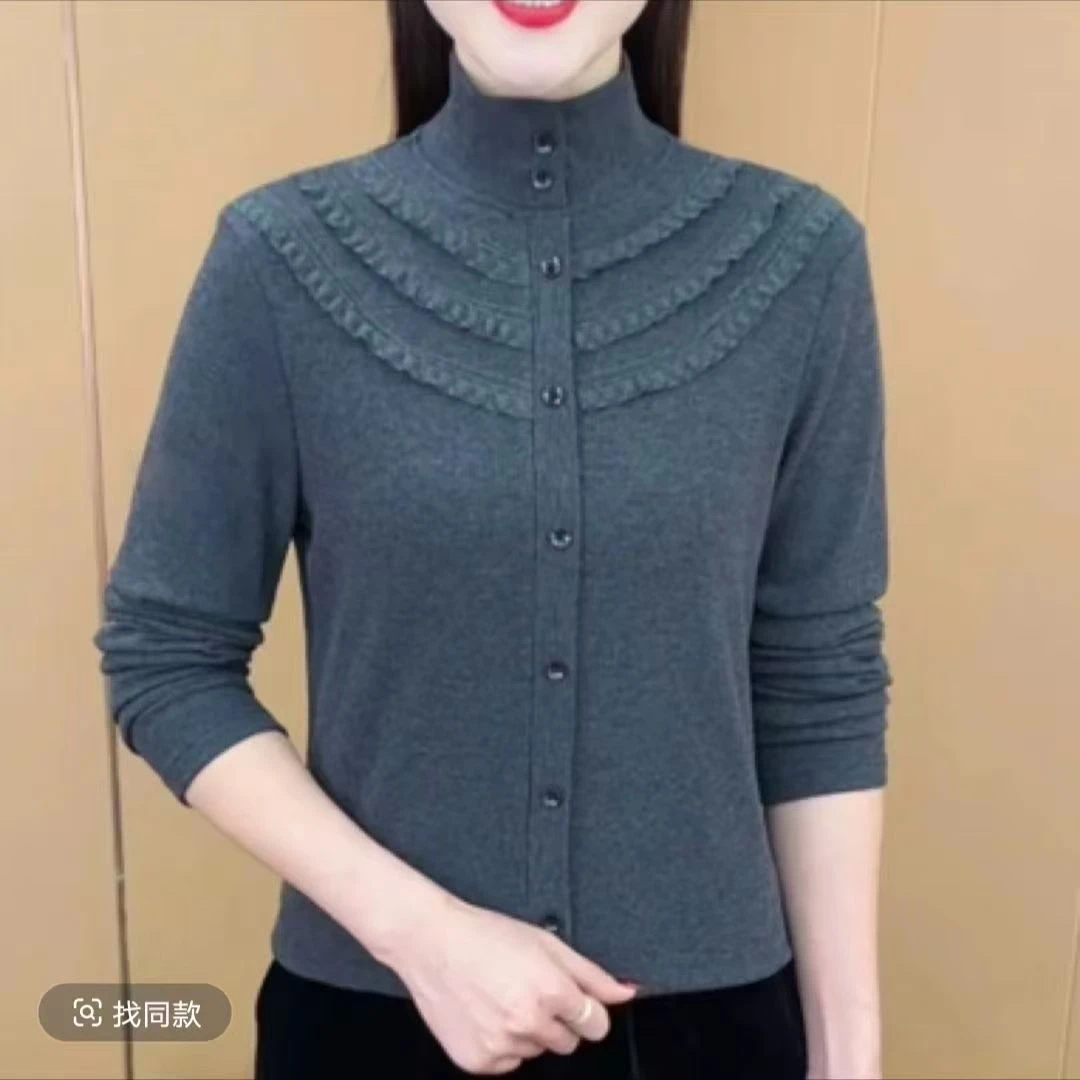 德绒打底衫女气质减龄百搭设计感纯色显瘦遮肚子上衣
