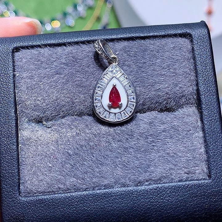 红宝石颈饰银S925镶嵌