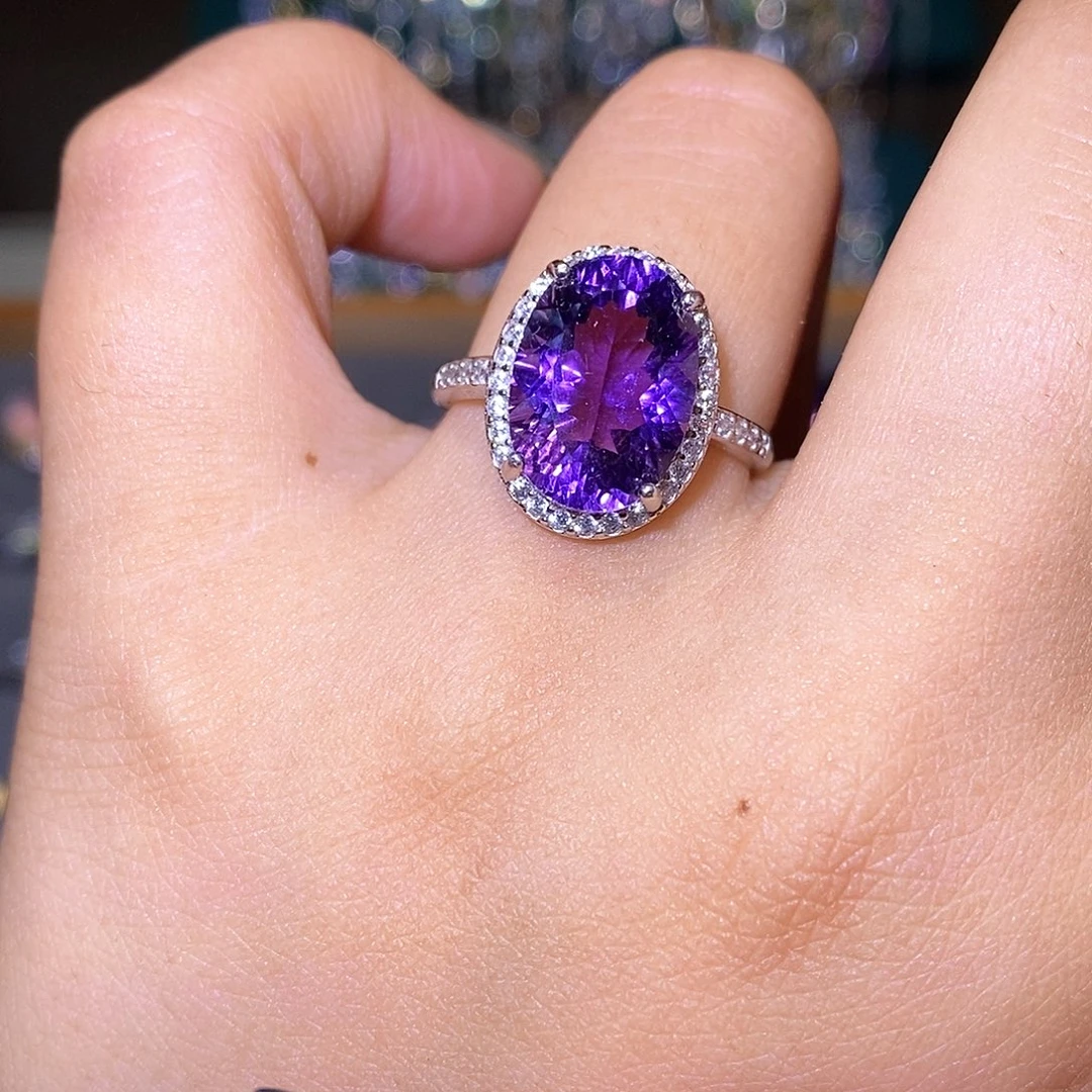 紫晶戒指银S925镶嵌466788