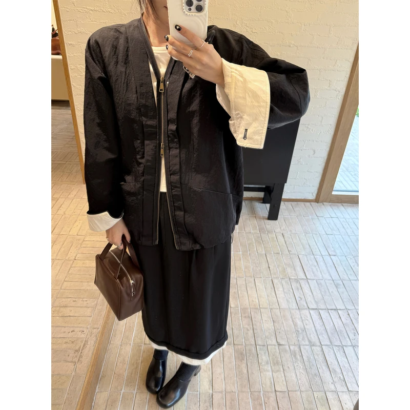 左边女装休闲时尚套装2025秋季新款双拉头夹克/半身裙两件套