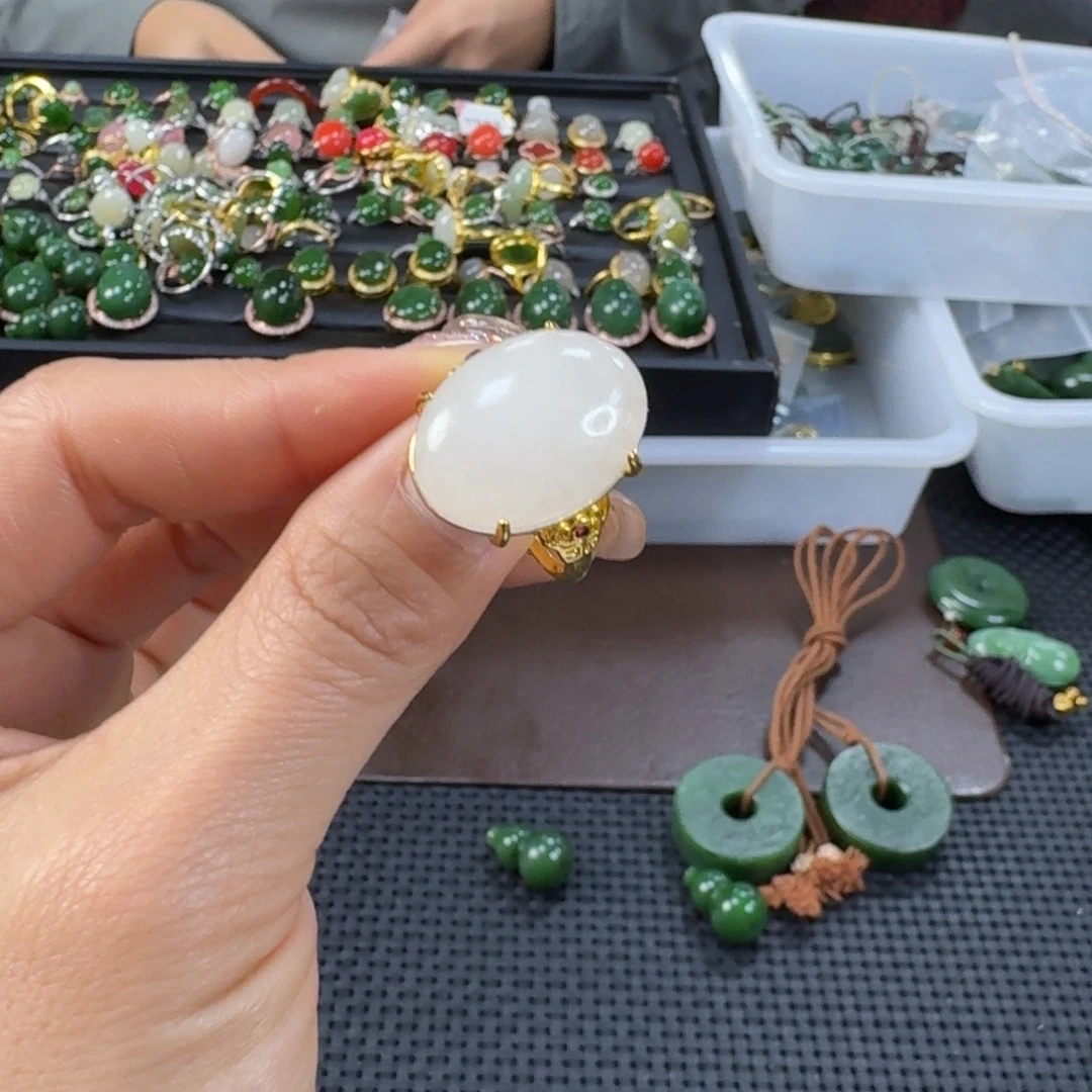 和田玉合金戒指20 18