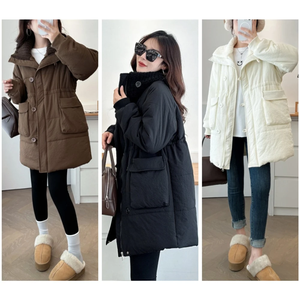 110-200斤大码女装胖mm秋冬中长款显瘦收腰洋气遮肚棉衣棉服大衣