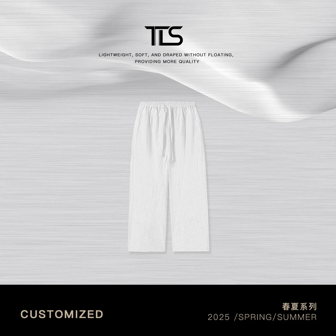 TT【白雪】纯棉60支舒适柔软万针刺绣全棉满绣阔腿裤2936