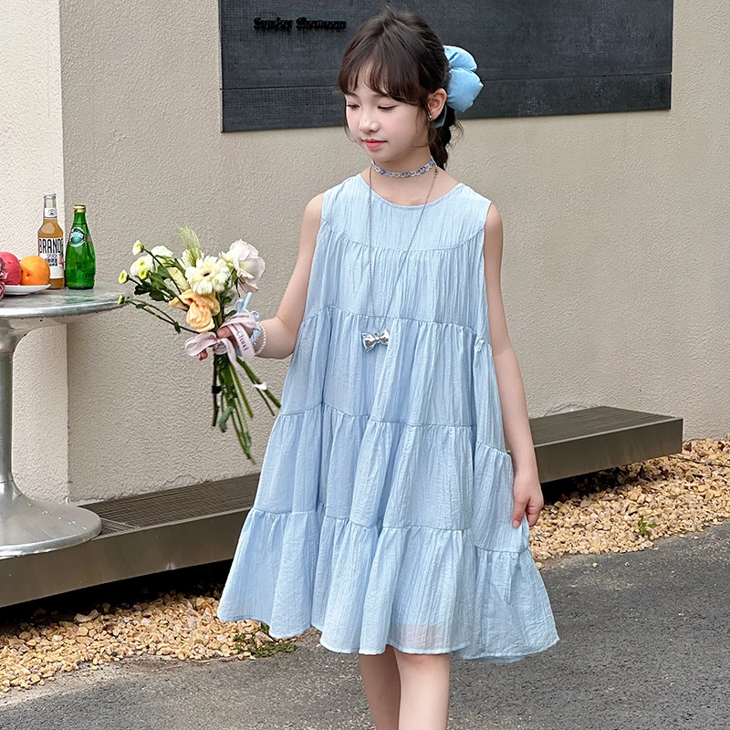 女童夏季连衣裙2025新款儿童洋气女孩背心公主裙子中大童夏装裙子