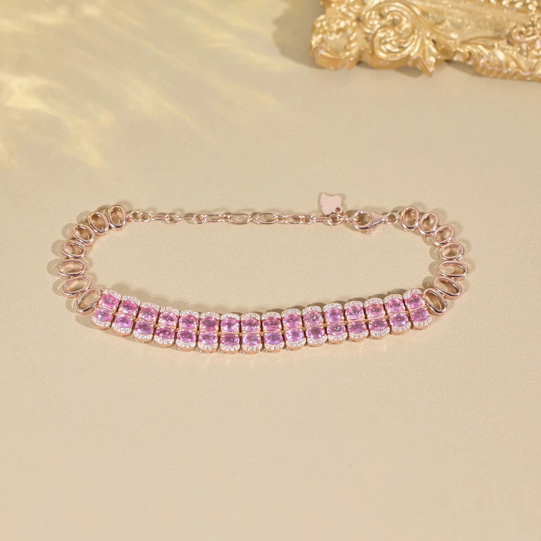 【歪歪】粉蓝宝3*4蛋面手链（多样性发一）XB-H5391