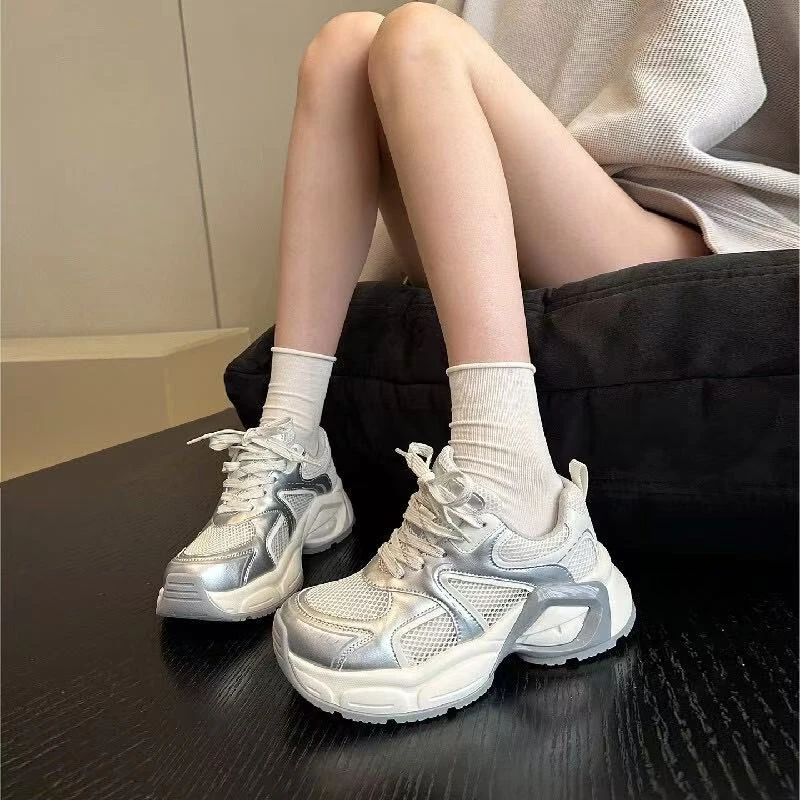 【口红】夏季单网厚底轻便软秀气好看的老爹鞋女休闲鞋1161