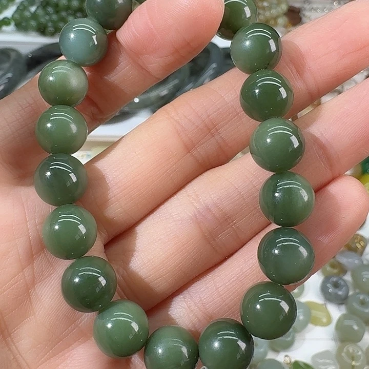 和田玉（碧玉）未镶嵌手链10mm