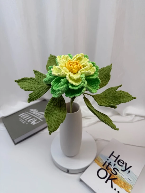 富贵牡丹毛线花钩织编织花