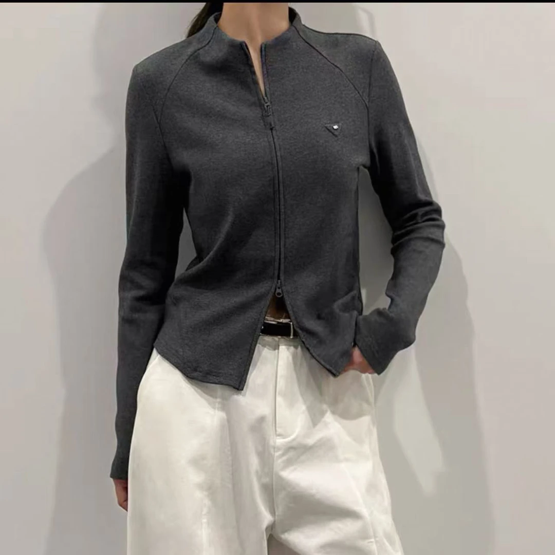 2025秋冬厚款德绒倒山角标女装休闲显瘦开衫B20