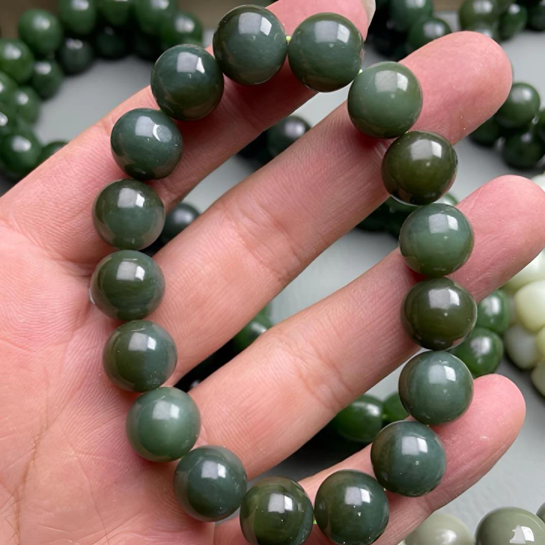 12mm天然俄料碧玉蓝猫手串多样性发货拍一发一