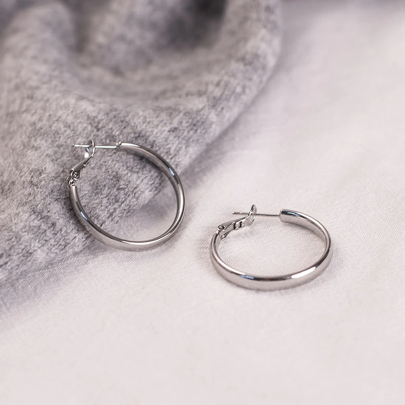 铜合金耳饰 素圈耳环女简约百搭耳饰S925银针ins风小众设计高级感