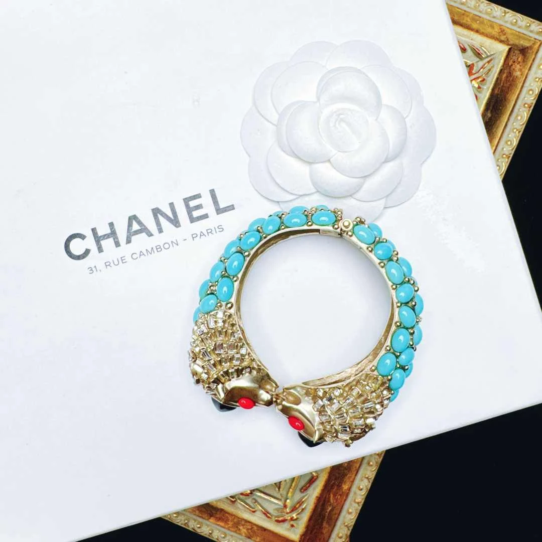 95新 Chanel/香奈儿 柚礼中古/香奈儿蓝色狮子手镯LE510023
