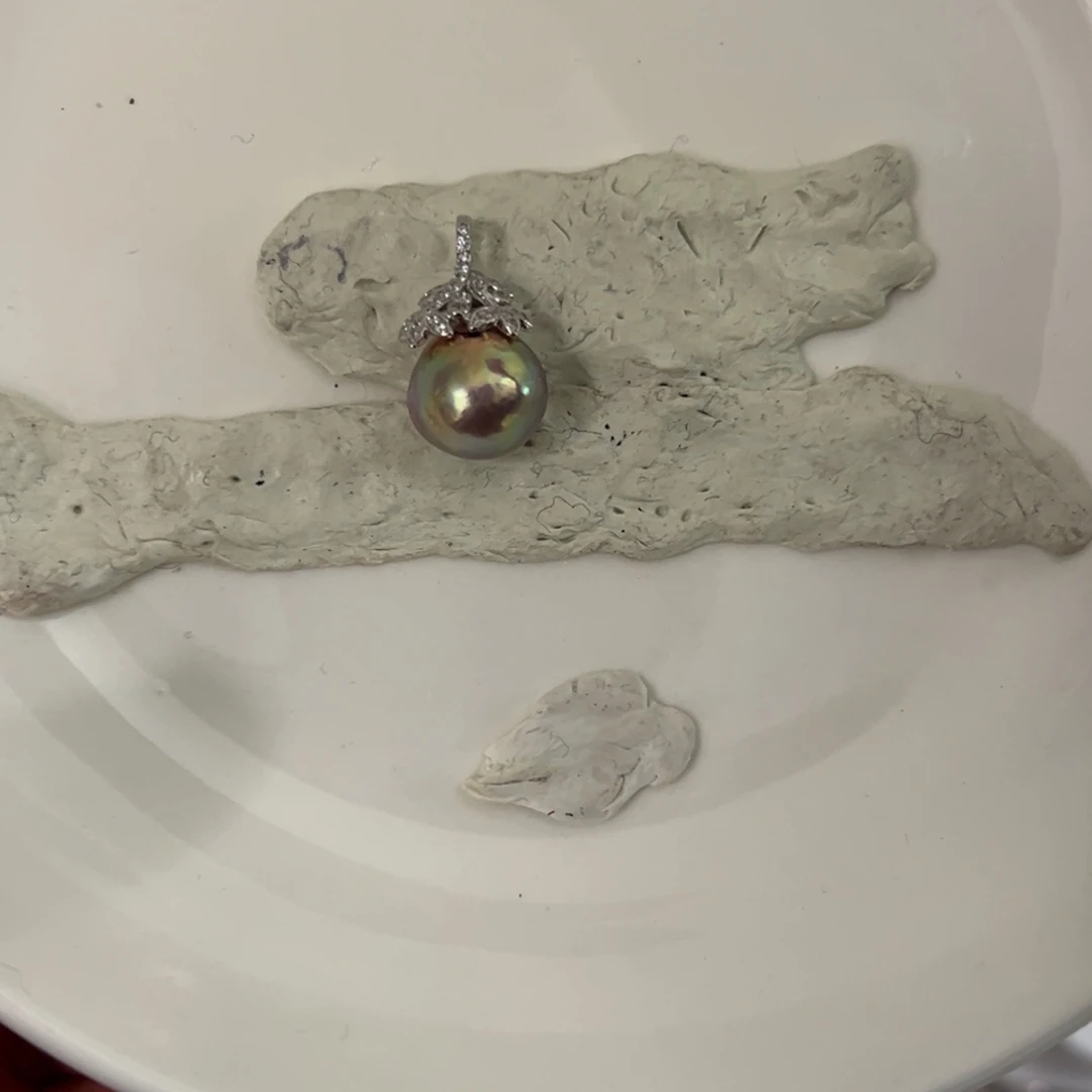 淡水珍珠耳饰银S925镶嵌锅盖