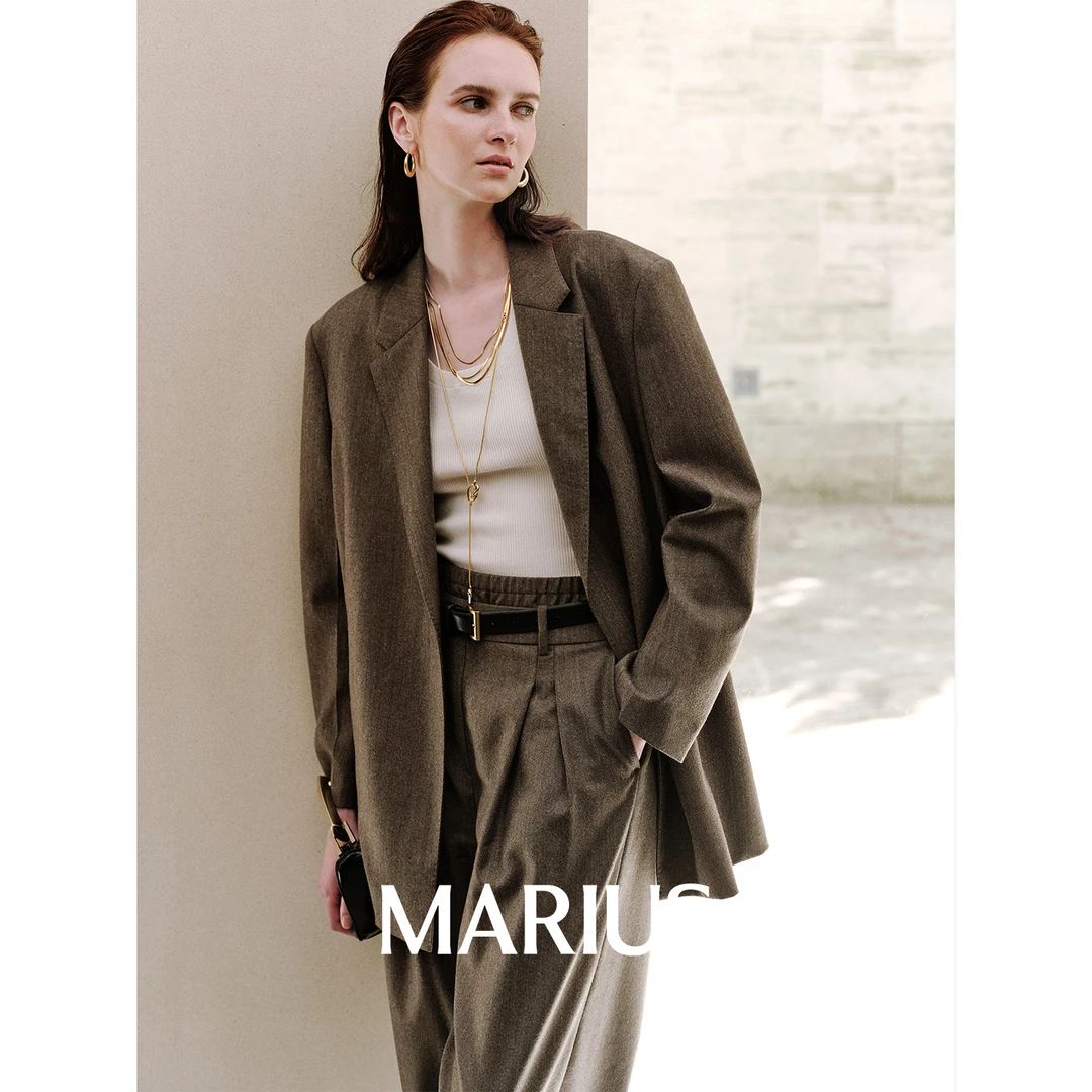 MARIUS | "独立套"澳洲美利奴羊毛意式轻奢智性翻领西装/阔腿裤