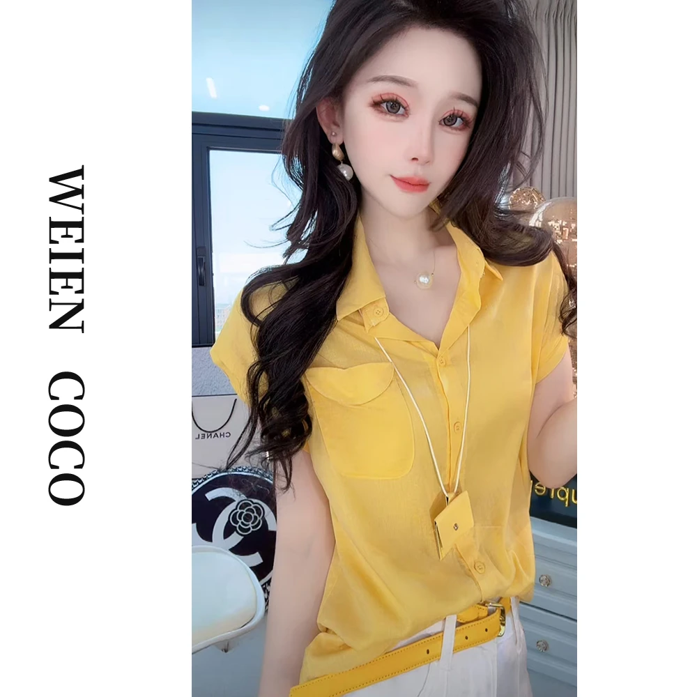 【薇恩COCO】镂空无袖修身舒适气质衬衣项链二件套春夏新款S4556