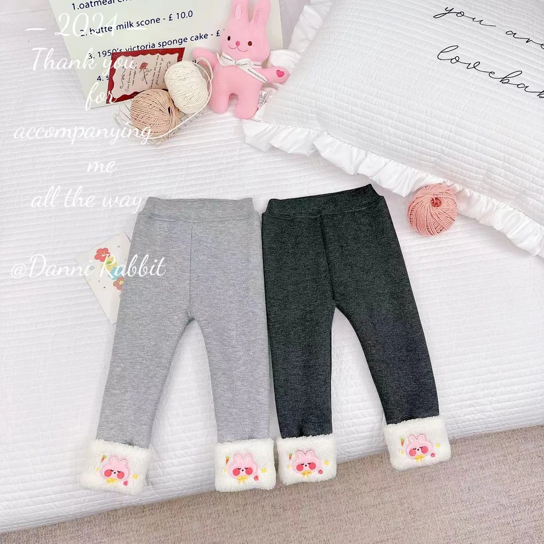 2024冬季新品*兔子绣花+澳驼绒*儿童百搭保暖打底裤 D-W336