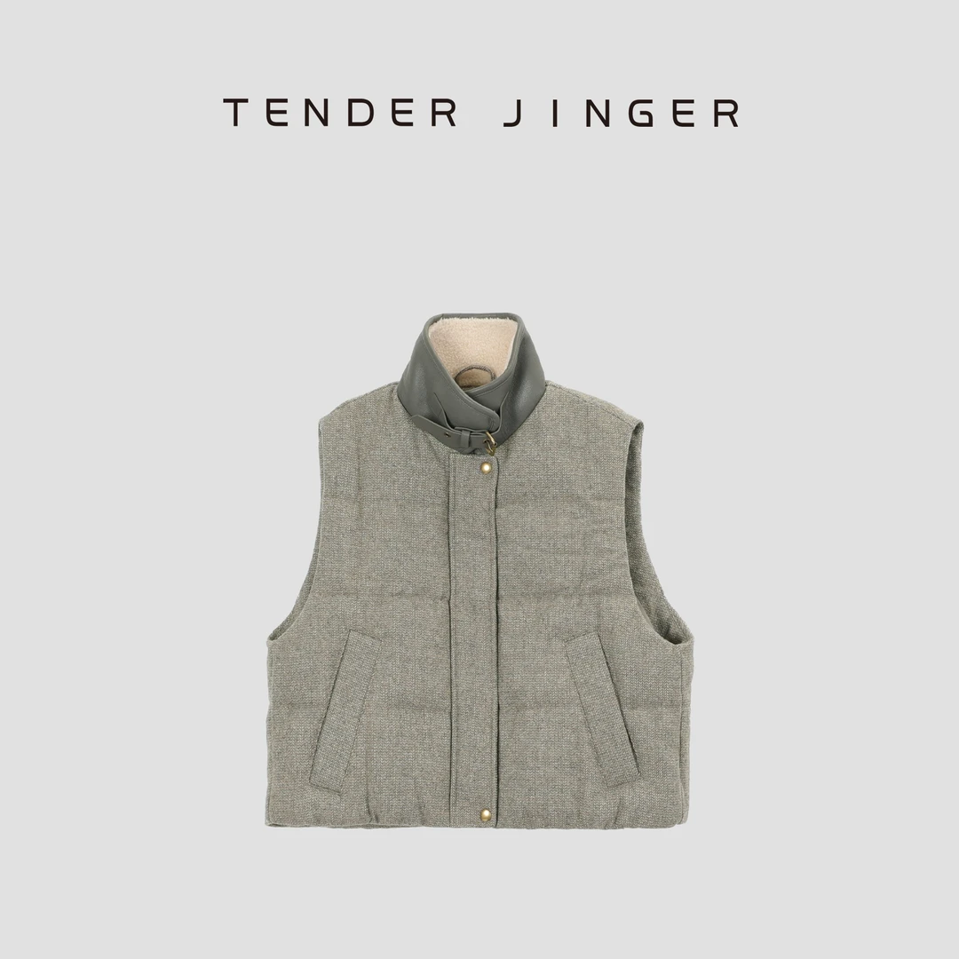 Tender Jinger【专柜】立领羊毛90白鹅绒廓形马甲T44HJS366S