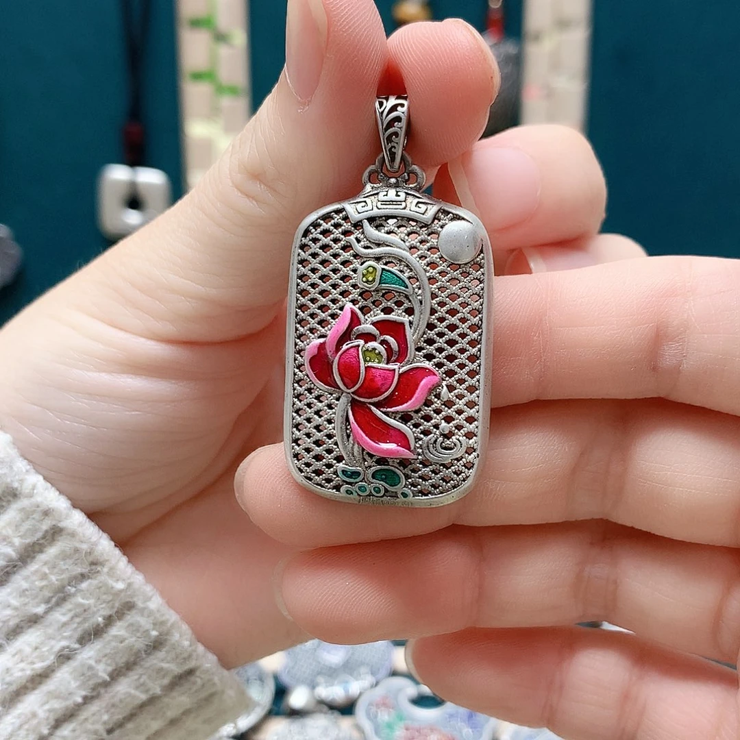 足银玻璃足银吊坠