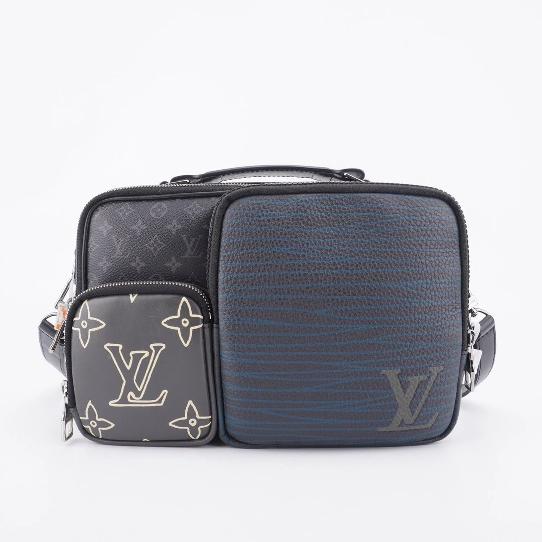95新 LV 98新LV  Multipocket涂层帆布拼皮邮差包27/18/9 F554