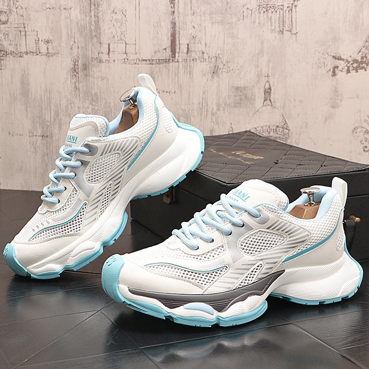 巴黎男士新款弯刀老爹鞋厚底百搭网面透气时尚休闲情侣夏季潮鞋子