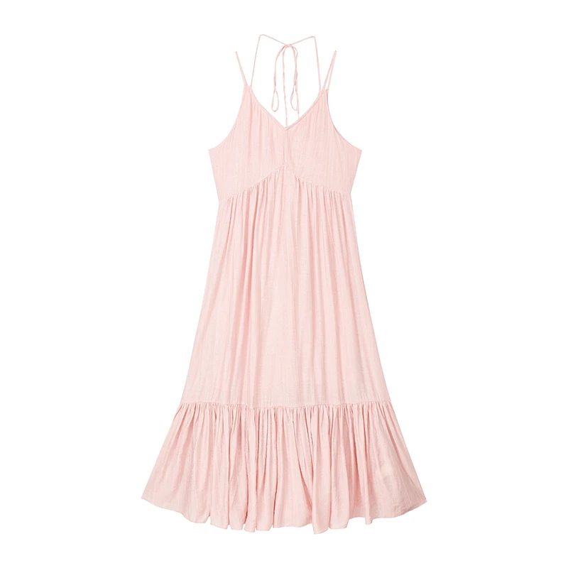 【达人专属】气质挂脖吊带裙W6639