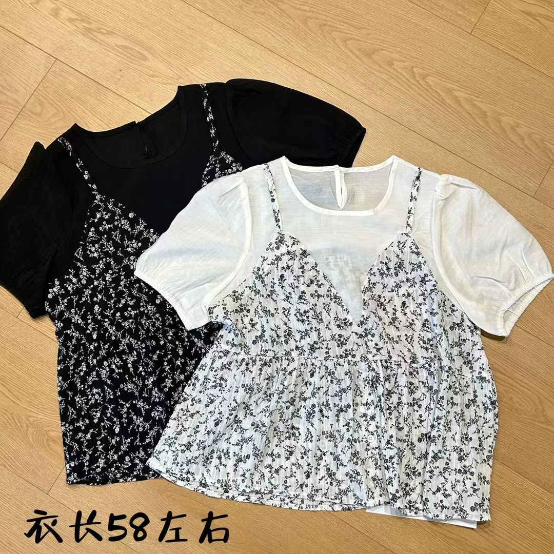 【志玲家】优选359款碎花假两件短袖