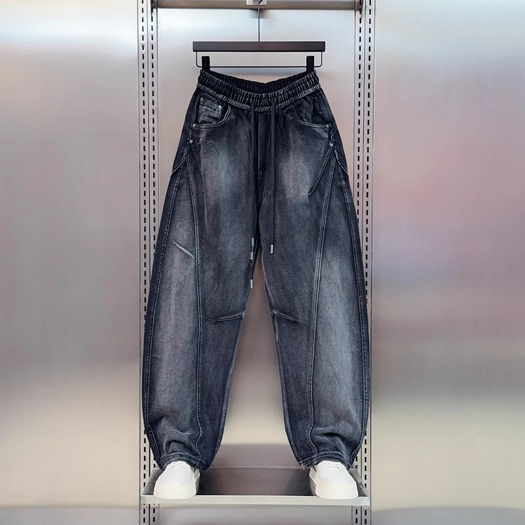 仓石一树秋季复古水洗牛仔裤男生做旧设计街头痞帅轻奢痞帅男装